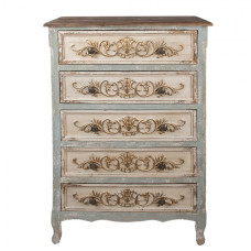 Hnědá dřevěná komoda Vintage se zlatými kudrlinkami – 79x37x120 cm