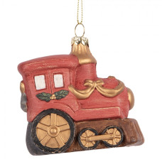 Červená vánoční ozdoba vláček lokomotiva – 9x5x9 cm