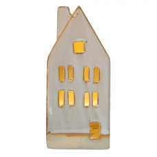 Dekorace béžový porcelánový domeček Lena – 15 cm