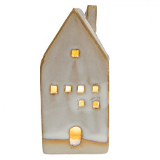 Dekorace béžový porcelánový domeček Lena – 12 cm