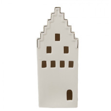 Dekorace béžový porcelánový domeček Gustav – 20 cm