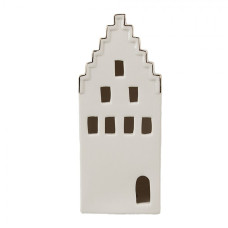 Dekorace béžový porcelánový domeček Gustav – 16 cm