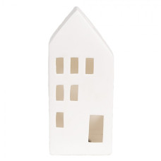 Porcelánová dekorace bílý domeček s LED světýlkem Lana – 7x6x16 cm