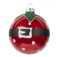 Červená skleněná vánoční ozdoba s motivem pláště Santa Clause – 8x8 cm