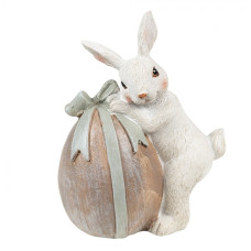 Velikonoční figurka zajíčka s vajíčkem s mašlí – 8x5x11 cm