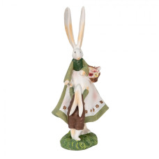 Jarní figurka králíčků s košíkem kytiček – 10x7x25 cm