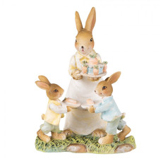 Figurka králičí rodinky s mrkvovým dortem – 15 cm