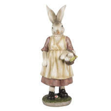 Velikonoční figurka králíčí maminky s košíkem puntíkatých vajíček – 38 cm