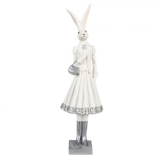Figurka fešácké králičí slečny v sukni a stříbrnou kabelkou – 32 cm
