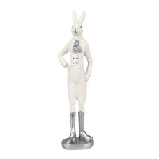 Figurka fešáckého králíčka v bílém obleku se stříbrnými boty I. – 20 cm
