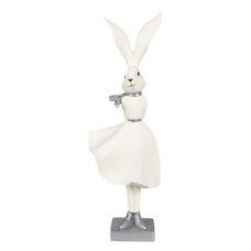 Figurka fešácké králičí slečny v bílé sukni – 37 cm