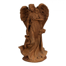 Náboženská socha andělíčka na podstavci s ptáčkem Bartholomeus – 23 cm