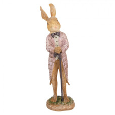 Figurka králička v růžovém sáčku a holí – 21 cm