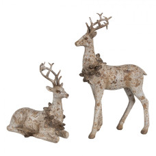Dekorativní set dvou jelenů s věncem na krku – 20 / 12 cm