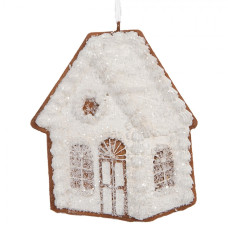 Závěsná vánoční ozdoba perníkový domeček s třpytivou polevou Bevroren VI – 9x1x10 cm