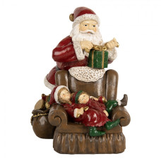 Vánoční dekorace figurka Santa Clause a spících dětí na křesle – 17x13x18 cm