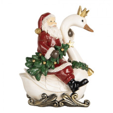 Vánoční dekorace figurka Santa Clause na labuti – 13x10x16 cm