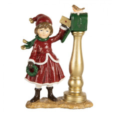 Vánoční dekorace figurka holčičky s dopisem pro Santa Clause – 8x4x12 cm