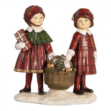 Vánoční dekorace figurka holčiček s vánoční výslužkou – 11x6x12 cm