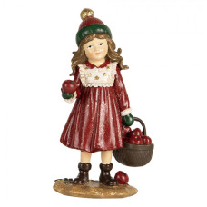 Vánoční dekorace figurka holčičky s košíkem jablíček – 7x5x13 cm