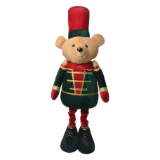 Vánoční plyšová dekorace medvídek v zeleném vojenském kabátku – 75 cm