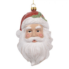Závěsná vánoční ozdoba barevná hlava Santa Clause – 9x7x13 cm
