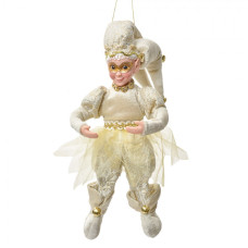 Béžová závěsná dekorace Pierot v masce – 30 cm