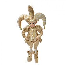 Zlatá závěsná dekorace loutka Pierot – 45 cm