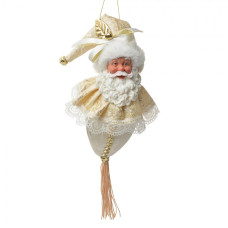 Zlato-bílá závěsná dekorace Santa Claus se střapcem – 35 cm