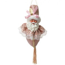 Růžová závěsná dekorace Santa Claus se střapcem – 35 cm