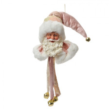 Růžová závěsná dekorace Santa Claus s rolničkami – 70 cm