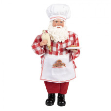Vánoční figurka Santa Claus peče a zdobí perníčky – 22x19x45 cm