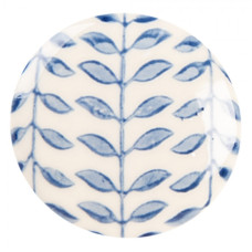 Modro-bílá úchytka s lístky Gilea – 4x3 cm