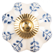 Modro-bílá úchytka se zlatým kováním Gilea – 4x3 cm