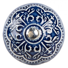 Modro-bílá keramická úchytka Lisaa – 4x3 cm