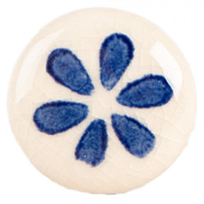 Modro-bílá keramická úchytka Zesblad – 3x3 cm