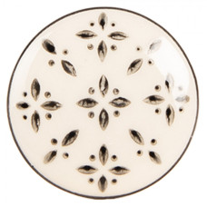 Černo-bílá keramická úchytka s ornamenty Rikuli – 4x3 cm
