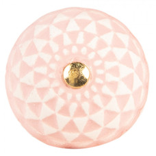 Růžovo-bílá keramická úchytka Krijksa – 4x3 cm