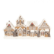 Hnědá vánoční dekorace perníková ulice Anijs – 25x6x13 cm