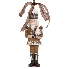 Hnědá vánoční závěsná dekorace Louskáček s cupcakem – 4x2x12 cm