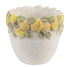 Cementový květináč s plastickými citrony Terazzo II – 14x12 cm