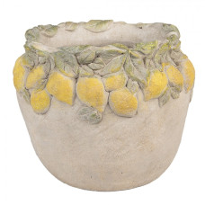 Cementový květináč s plastickými citrony Terazzo IV – 22x19 cm