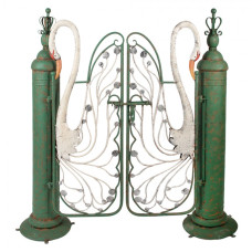 Kovová brána v secesním stylu s labutěmi – 132x31x138 cm