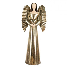 Velká dekorační figurka zlatý anděl se srdcem – 29x18x68 cm