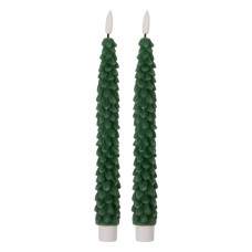 Zelená vysoká LED svíčka v designu stromečku Bobby (sada 2 ks) – 3x25 cm