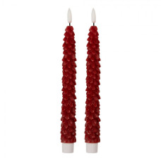 Červená vysoká LED svíčka v designu stromečku Bobby (sada 2 ks) – 3x25 cm