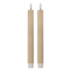 Béžová vysoká LED svíčka pruhovaná Bobby (sada 2 ks) – 2x25 cm