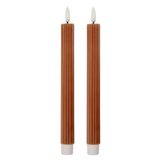 Hnědá vysoká LED svíčka pruhovaná Bobby (sada 2 ks) – 2x25 cm