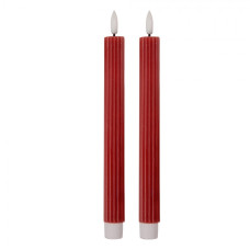 Červená vysoká LED svíčka pruhovaná Bobby (sada 2 ks) – 2x25 cm