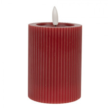 Červená široká LED svíčka pruhovaná Bobby – 8x10 cm